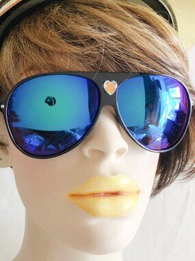 Blue Mirror Lens Oversized Aviator Sunglasses